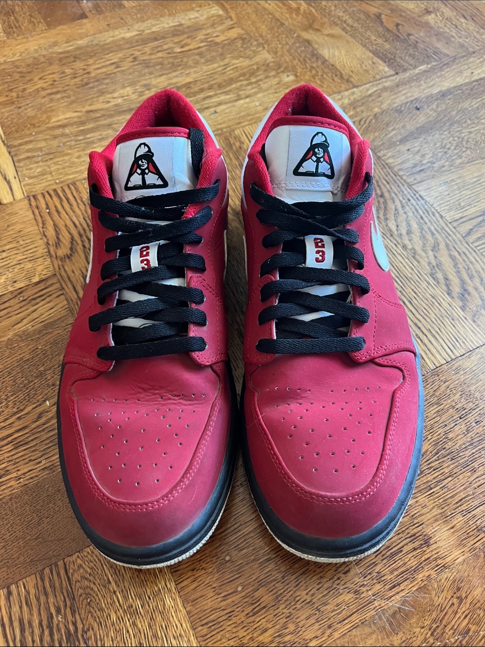 Air Jordan 1 Men's “Gym Red” and Black Low-Top Sneakers